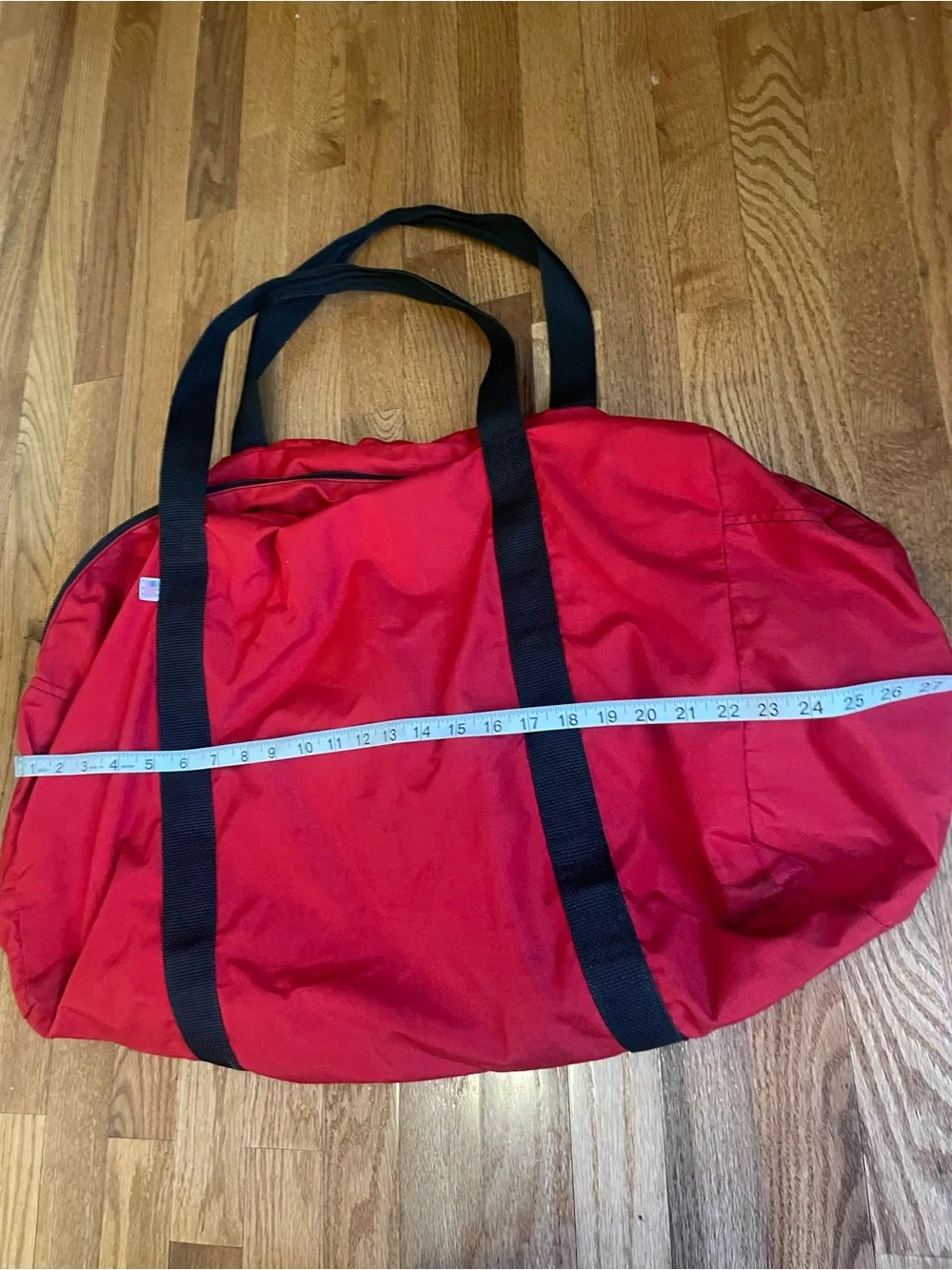 Vintage Made in USA Nike Red Duffel Bag Weekender Spell-out Black Handles